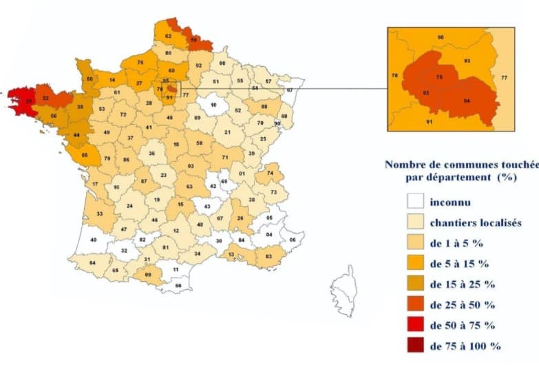 Carte merule par departement