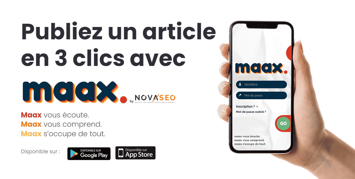 Un smartphone avec le texte publi un article en 3 clics av.