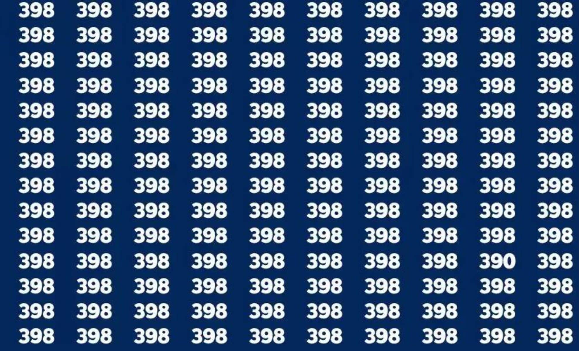 Énigmes d’observation : Trouvez le numéro 390 en 15 secondes parmi les 398 !