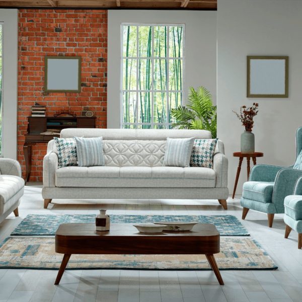 Un salon meublé et décoré avec simplicité