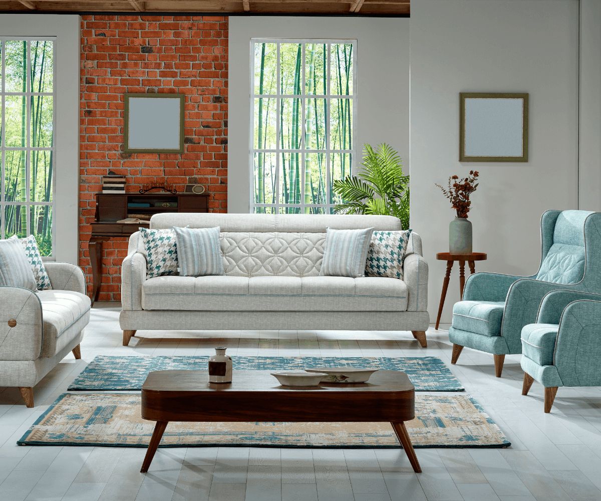 Un salon meublé et décoré avec simplicité