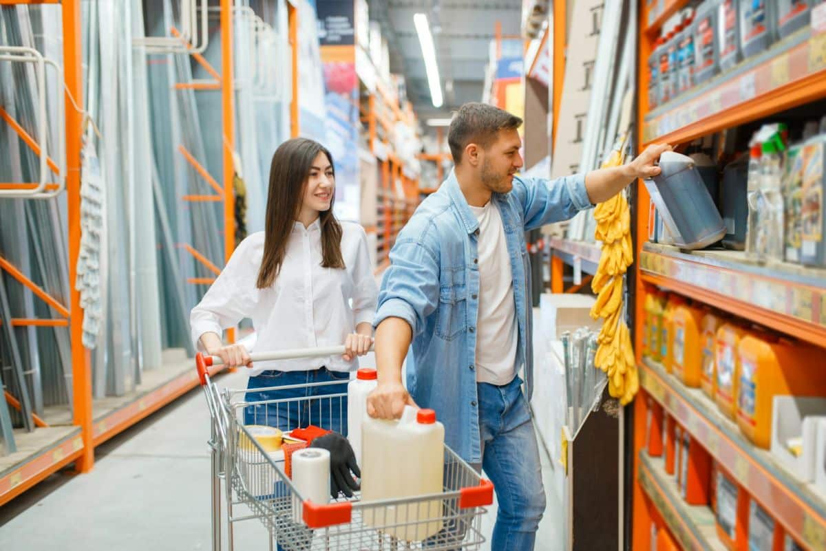 Un couple choisit des matériaux pour la rénovation de leur maison