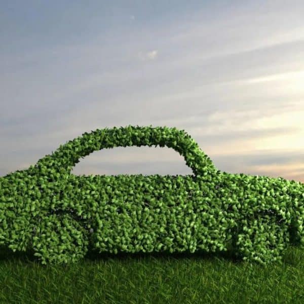 Un Buisson En Forme De Voiture Se Trouve Sur Une Colline Herbeuse Sous Un Ciel Partiellement Nuageux Au Coucher Du Soleil.