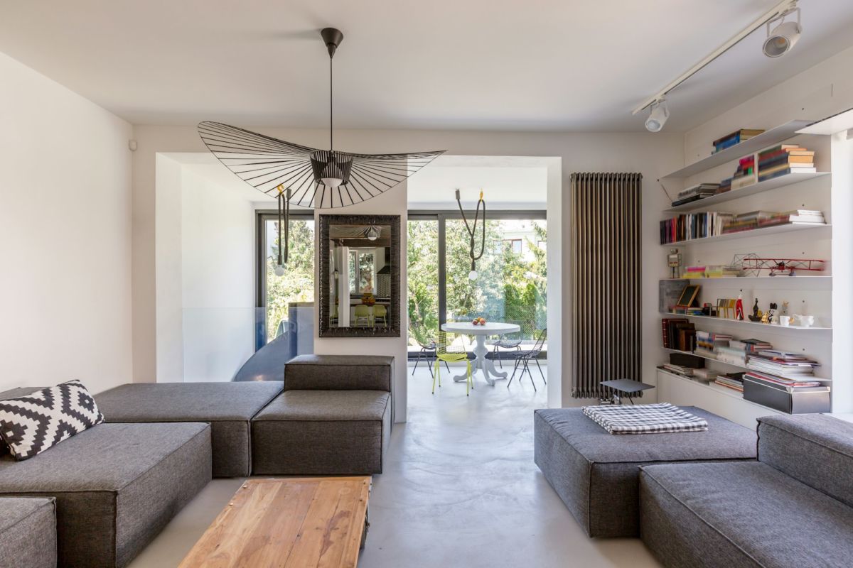 Modern living room overlooking veranda