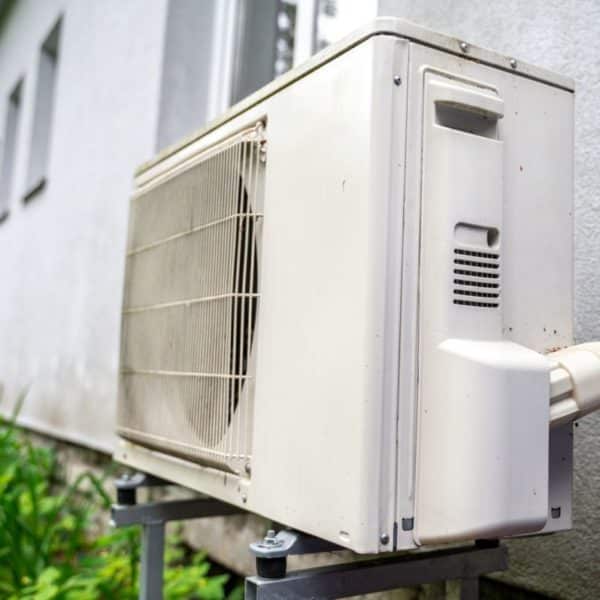 Heat pump outside of residential house
