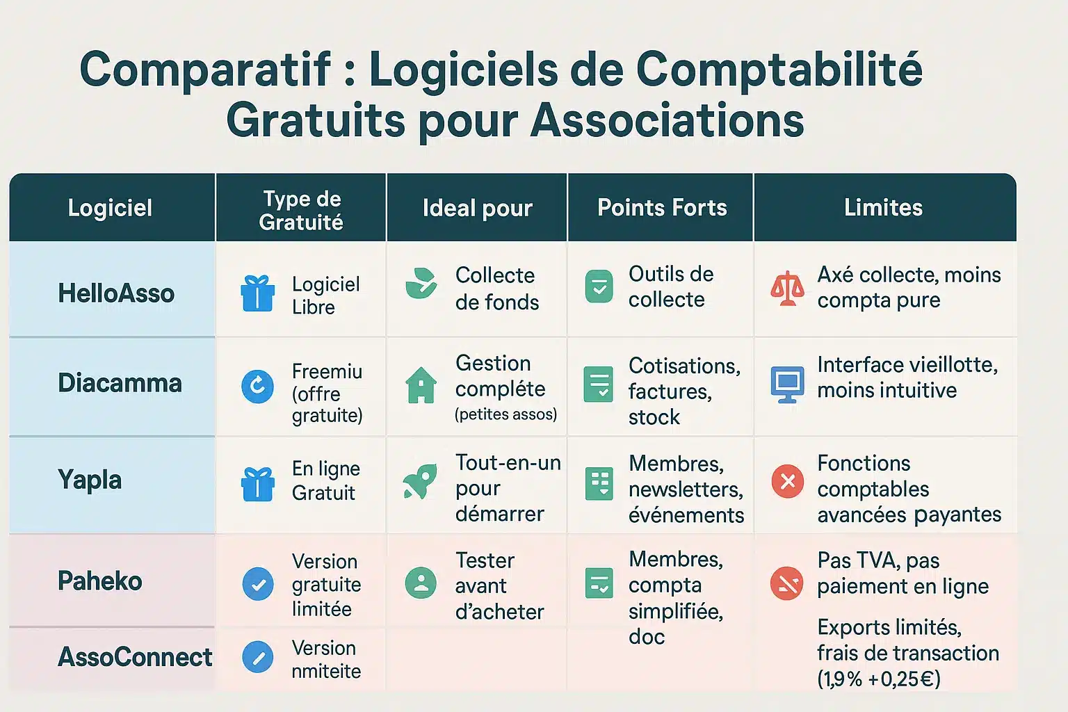 Comparatif logiciels de comptabilité gratuits pour associations