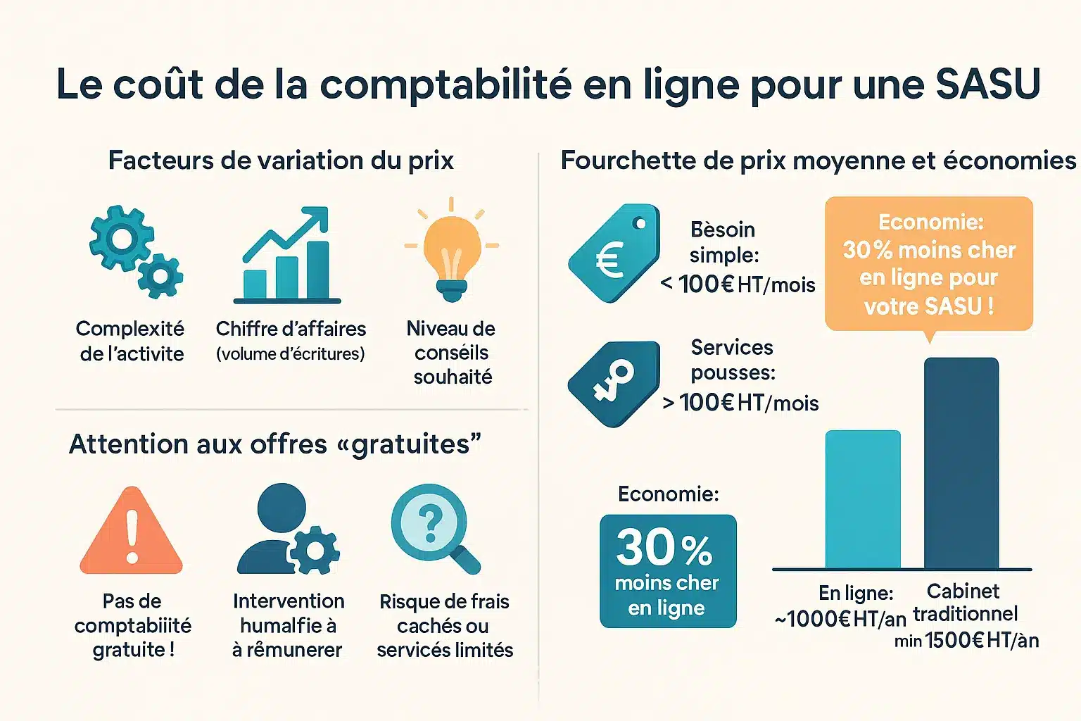 Illustration des coûts et économies de la comptabilité en ligne pour une SASU