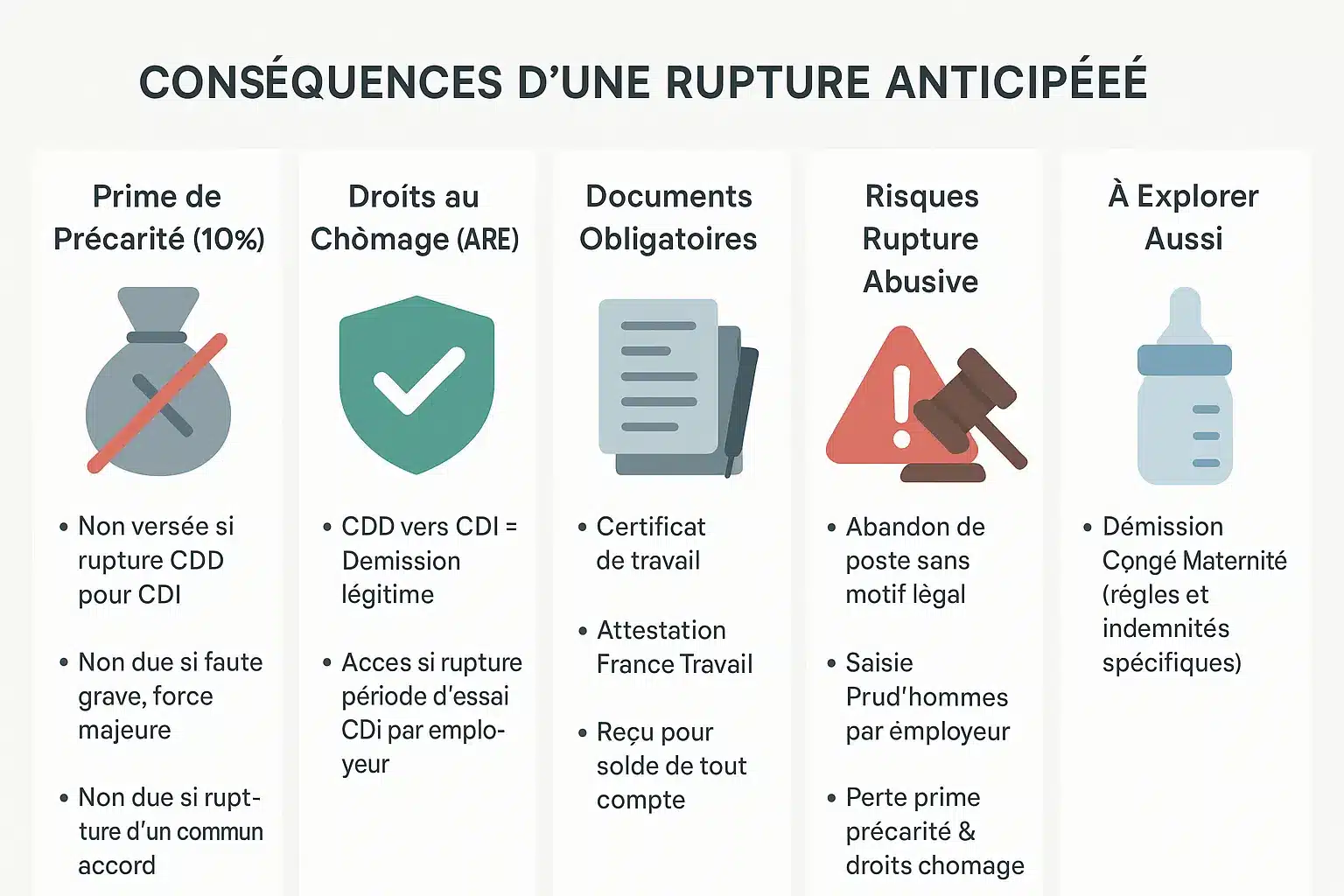 Illustration des conséquences d'une rupture anticipée de CDD