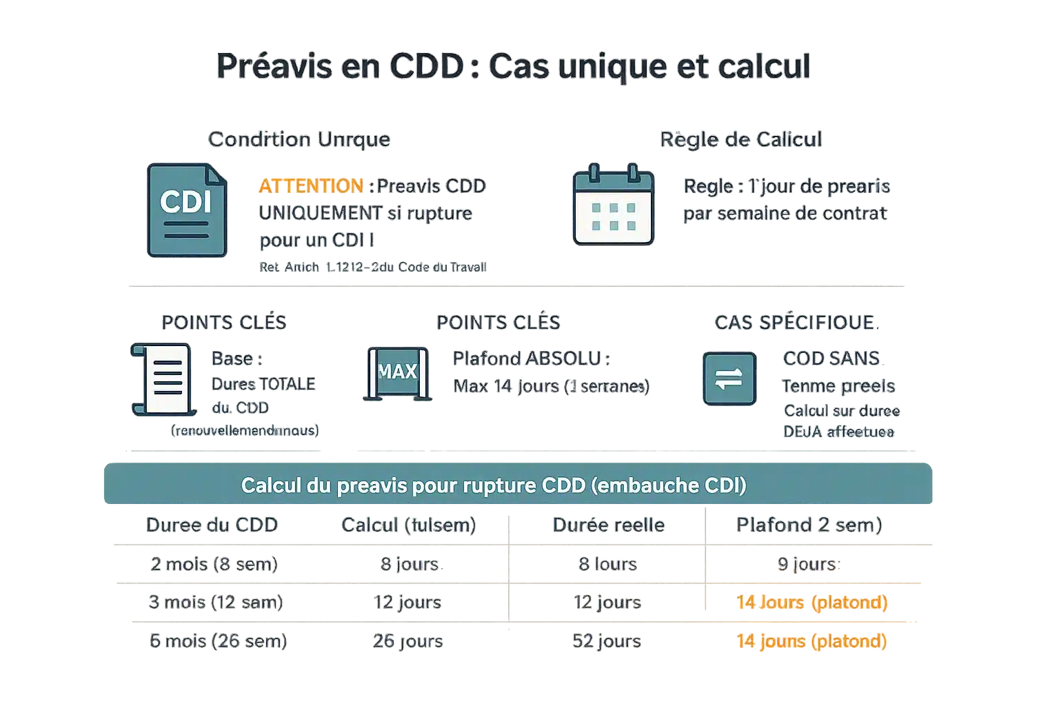 Illustration du calcul du préavis en CDD