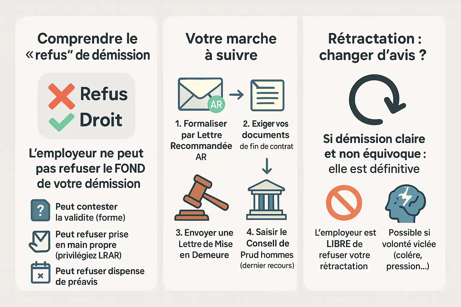 Illustration d'un salarié confronté à un refus de démission