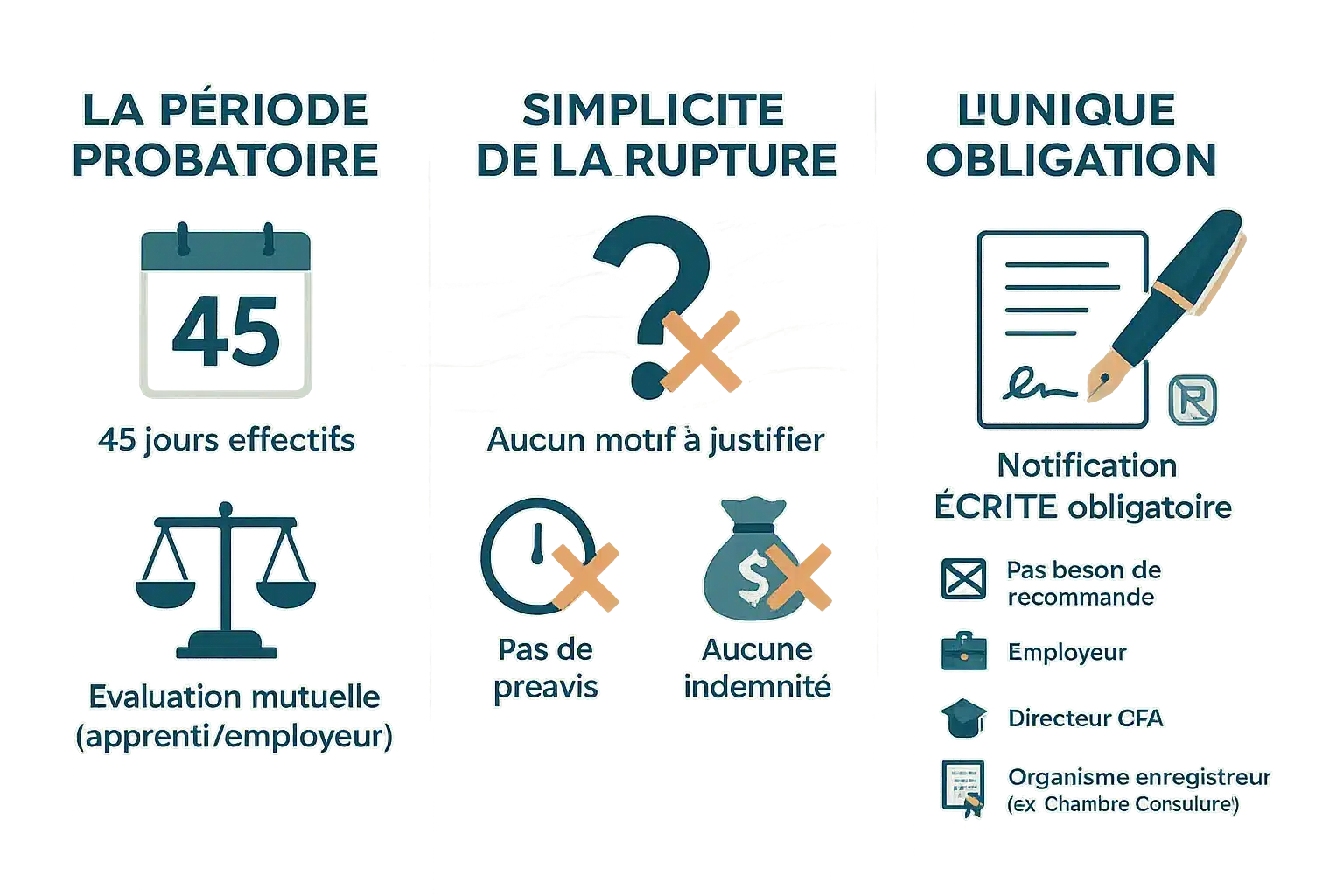 Illustration de la <strong>rupture d'un contrat d'apprentissage en période probatoire</strong>