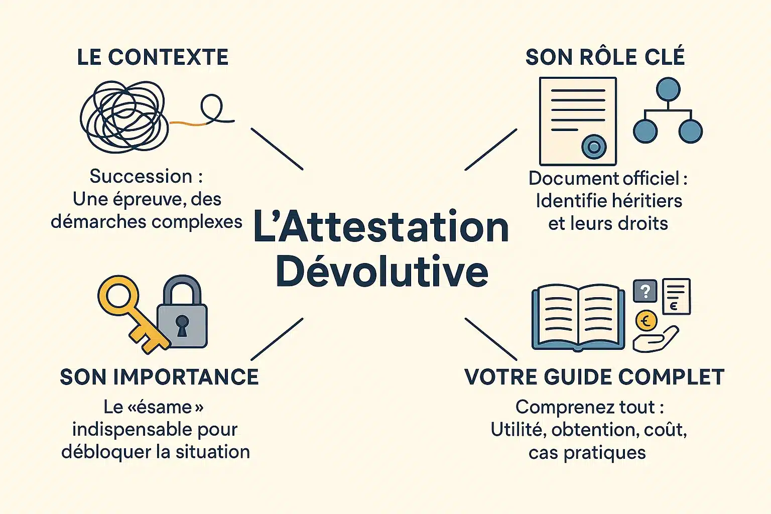 Illustration expliquant le rôle de l'attestation dévolutive dans une succession