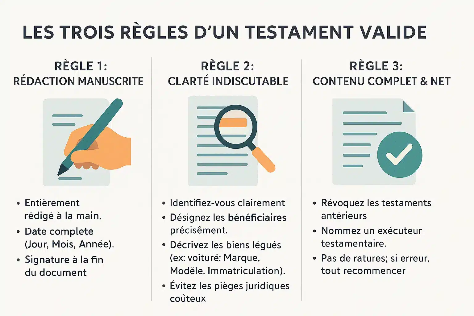 Règles pour un testament olographe valide en France