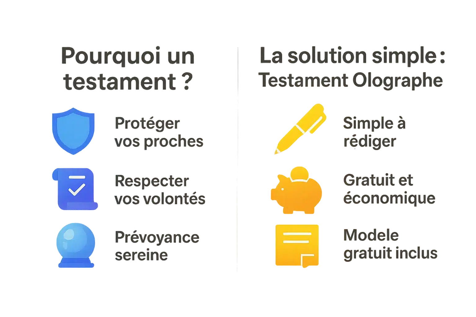 Illustration d'un testament olographe
