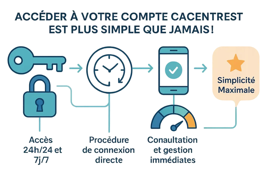 Infographie montrant les étapes simples pour accéder à votre compte CACENTREST