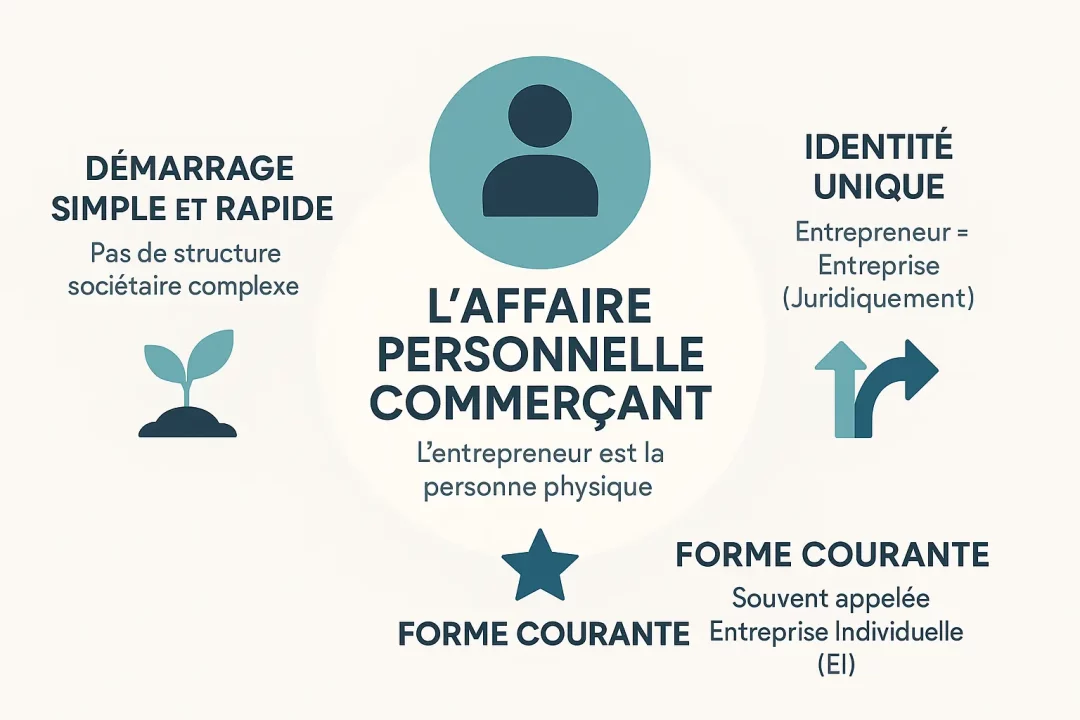 Infographie expliquant les bases de l'affaire personnelle commerçant