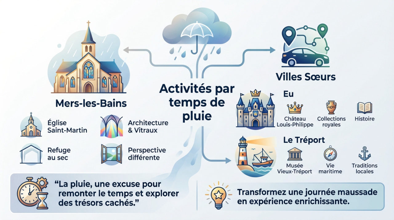 Visite culturelle au Château-Musée Louis-Philippe à Eu près de Mers-les-Bains par temps de pluie