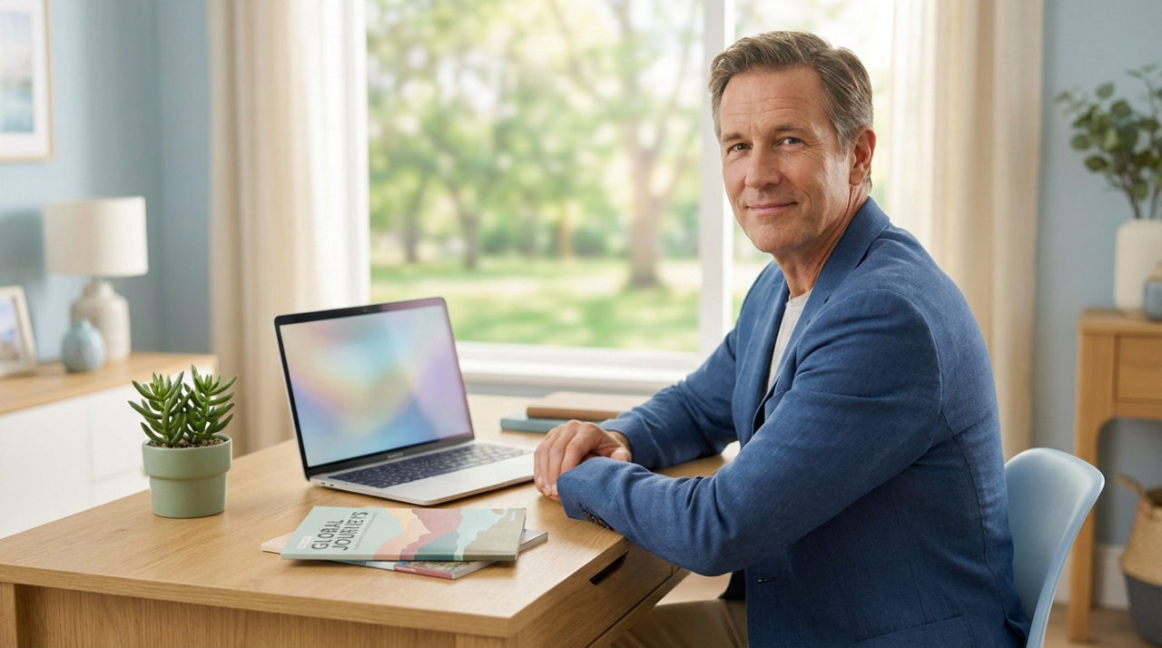 Calm Professional In Bright Home Office