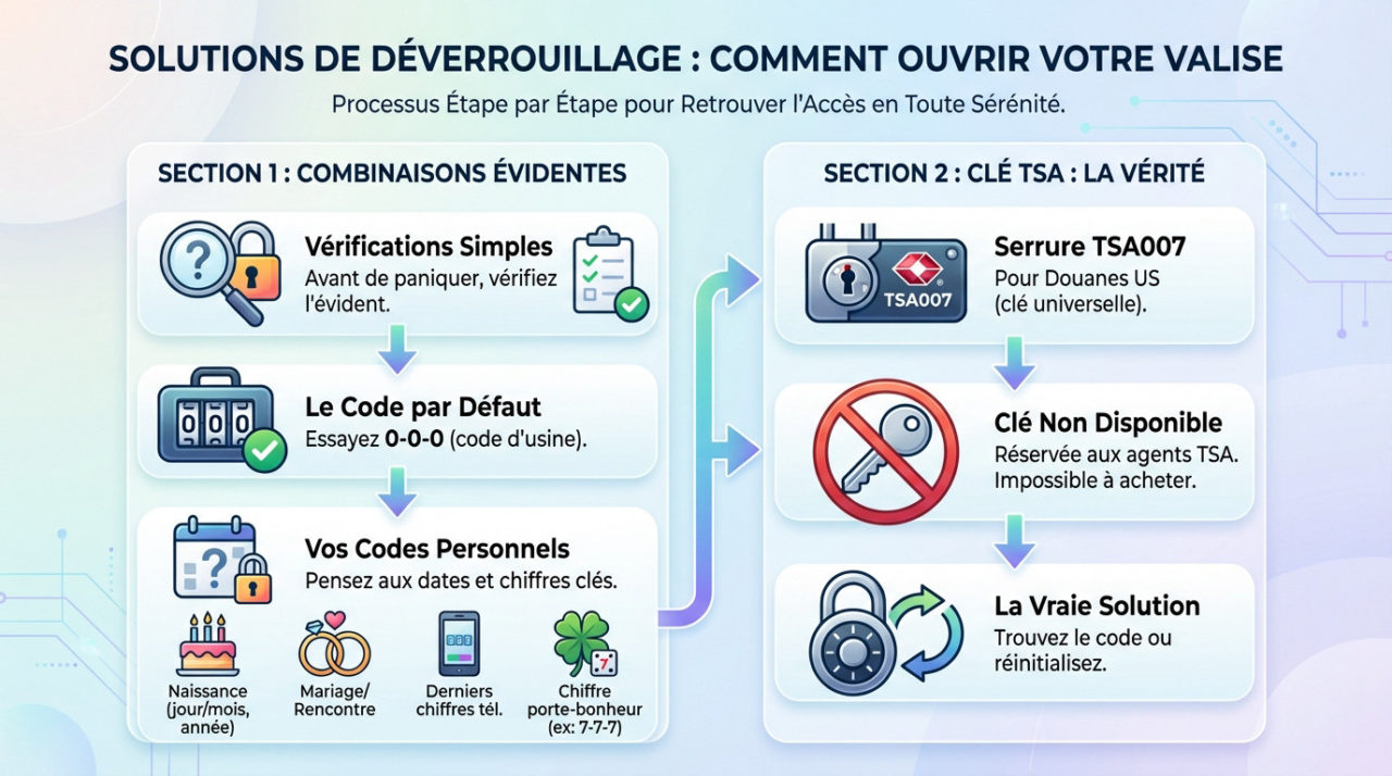 Serrure à code TSA007 sur une valise rigide