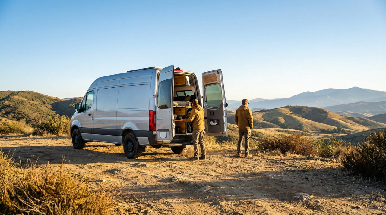 Mountain Vista Van Exploration At Sunset