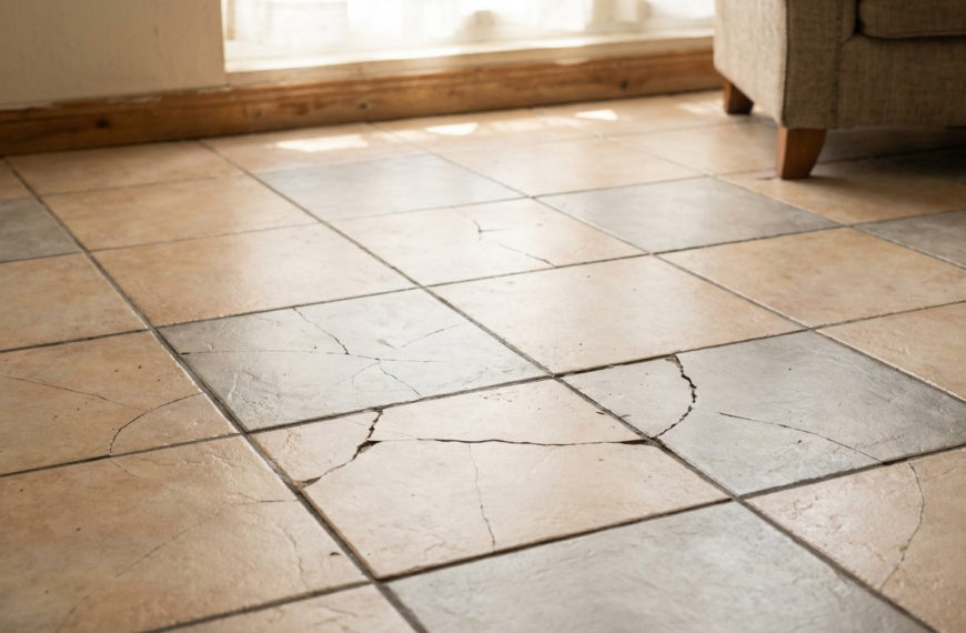 Signs Of Wear Cracked Domestic Floor Tiles