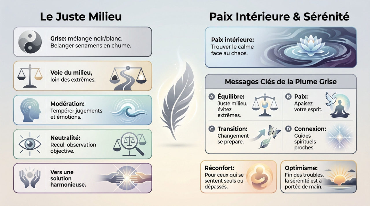 Plume grise symbolisant l'équilibre spirituel et la sérénité intérieure