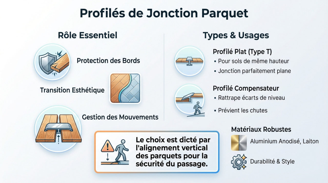 Infographie pour choisir ses profilés de jonction de parquet
