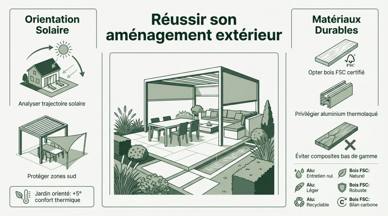 Infographie pour réussir son aménagement extérieur durable