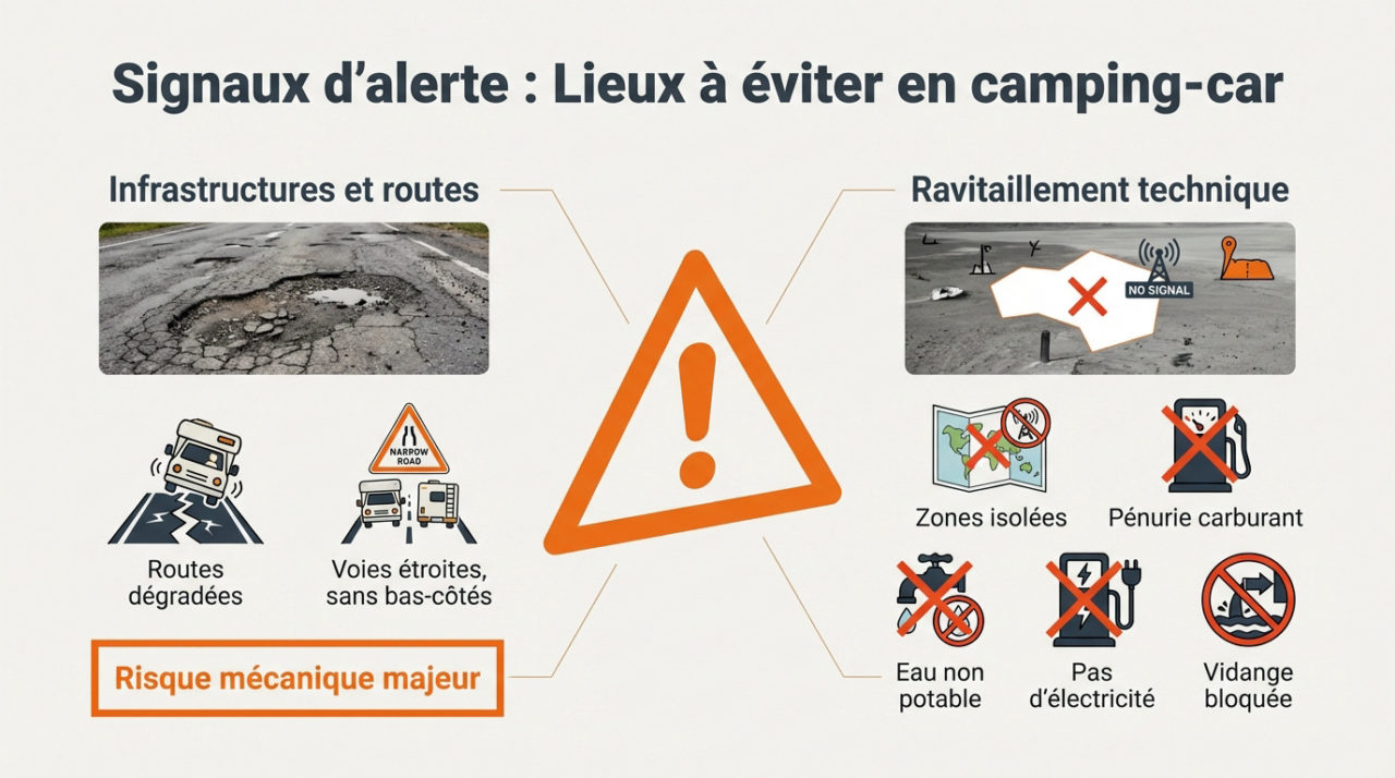 Signaux d'alerte pour identifier les lieux à éviter en camping-car